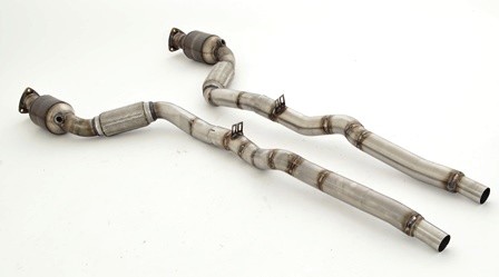 Friedrich Motorsport 2x63.5mm Downpipe mit 200 Zellen HJS Sport-Kat.